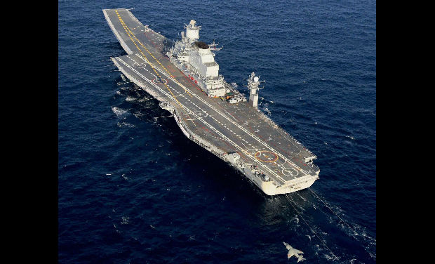 India's biggest ship, aircraft carrier INS Vikramaditya, which was acquired from Russia in November, has finally arrived in the Indian Navy's Area of Operation in the Arabian Sea in Mumbai, on Monday - PTI India's biggest ship, aircraft carrier INS Vikramaditya, which was acquired from Russia in November, has finally arrived in the Indian Navy's Area of Operation in the Arabian Sea in Mumbai, on Monday - PTI